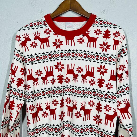 Hanna Andersson Crewneck Christmas Pajama Top Long Sleeve Reindeer - M - Picture 2 of 4